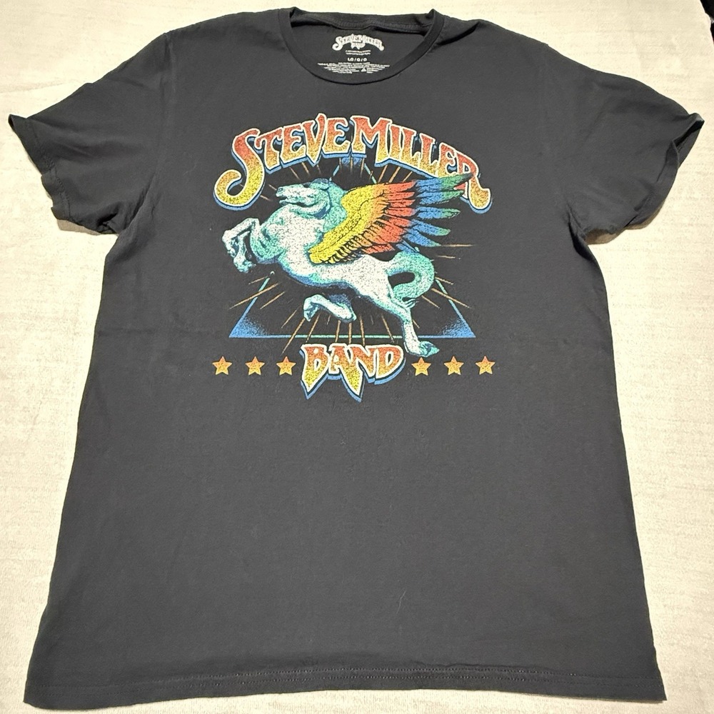 Steve Miller Band Black T-shirt  Rainbow Winged Pegasus Size‎ Large Classic Rock